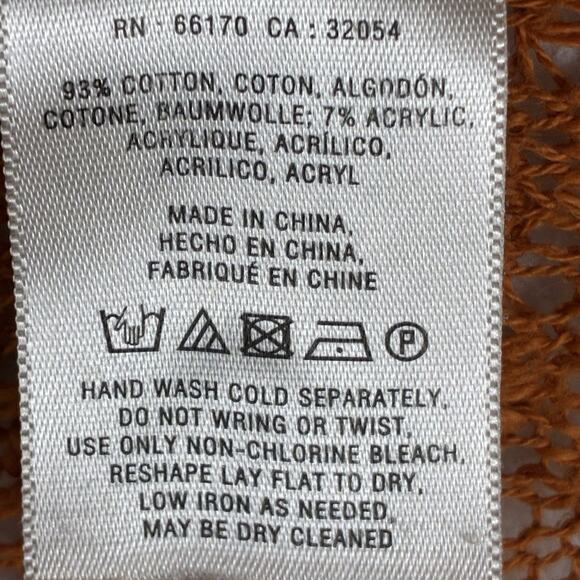 Anthropologie Knitted & Knotted Crochet Cardigan Sweater Womens M Burnt Orange - Picture 10 of 10